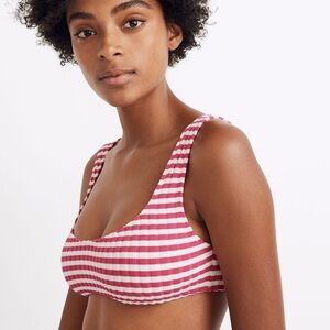 Solid & Striped Elle Ribbed Bikini Top in Fuchsia Stripes size medium